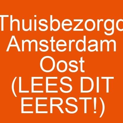 Thuisbezorgd Amsterdam Oost (LEES DIT EERST!)