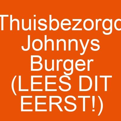 Thuisbezorgd Johnnys Burger (LEES DIT EERST!)