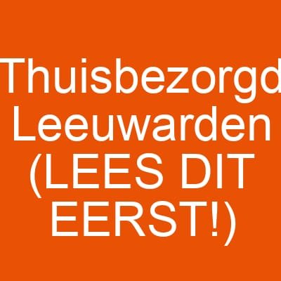 Thuisbezorgd Leeuwarden (LEES DIT EERST!)