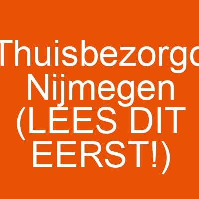 Thuisbezorgd Nijmegen (LEES DIT EERST!)