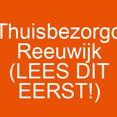 Thuisbezorgd Reeuwijk (LEES DIT EERST!)