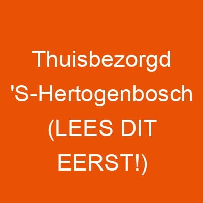 Thuisbezorgd ‘S-Hertogenbosch (LEES DIT EERST!)